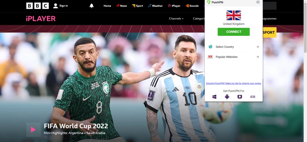 在 BBC iPlayer 上观看世界杯